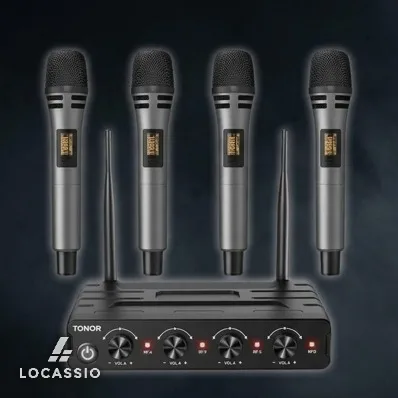 4 Micros Baladeurs Karaoke sans Fil